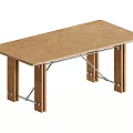 Wooden Office Desk With Foldable Metal Brackets Simple Structure And Light Wood Finish