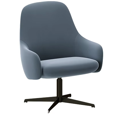 Modern Sleek Light Blue Office Chair With Upholstered Fabric Armrests And Black Metal Base 3d model