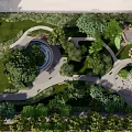 Residential Landscape Design Featuring Green Lawn Trees Pond And Curved Pathways