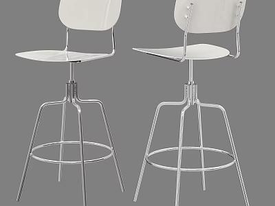 Modern White Bar Stools with Sleek Metal Frame and Contemporary Design 3d model