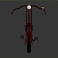 Red Vintage Bicycle With Unique Frame Brown Seat And Front Headlight 3d model