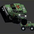 Green Toy Cars With Red Star Design And Military Style Details