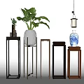 Multiple Plant Stands With Different Designs And Green Plants For Home Decor