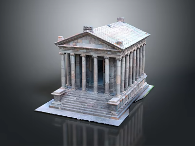 Ancient Classical Temple Architecture With Tall Columns Stone Steps Triangular Pediment And Sloped Roof 3d model