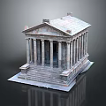 Ancient Classical Temple Architecture With Tall Columns Stone Steps Triangular Pediment And Sloped Roof 3d model