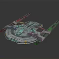 Futuristic Sci Fi Spaceship With Circular Hull Side Wings And Structural Details 3d model