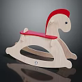 Wooden Rocking Horse Toy With Red Mane Red Seat And Light Wood Structure