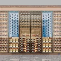 Modern Luxury Wine Cabinet With Metal Frame Glass Doors Wine Racks And LED Lighting