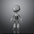 3D Robot Model With White Gray Body Large Eyes And Standing Pose