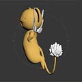 Game And Movie Character Yellow Cartoon Figure With White Wings And Lotus Shaped Tail