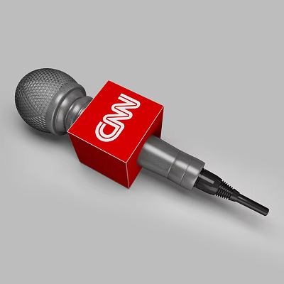 CNN Microphone With Red Square Logo For Professional Broadcast Use 3d model