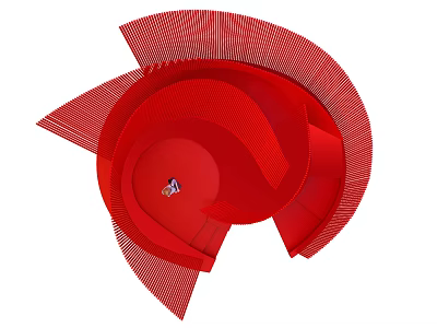 Red Spiral Geometric Structure With Curved Lines And Artistic Design Elements 3d model