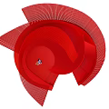 Red Spiral Geometric Structure With Curved Lines And Artistic Design Elements