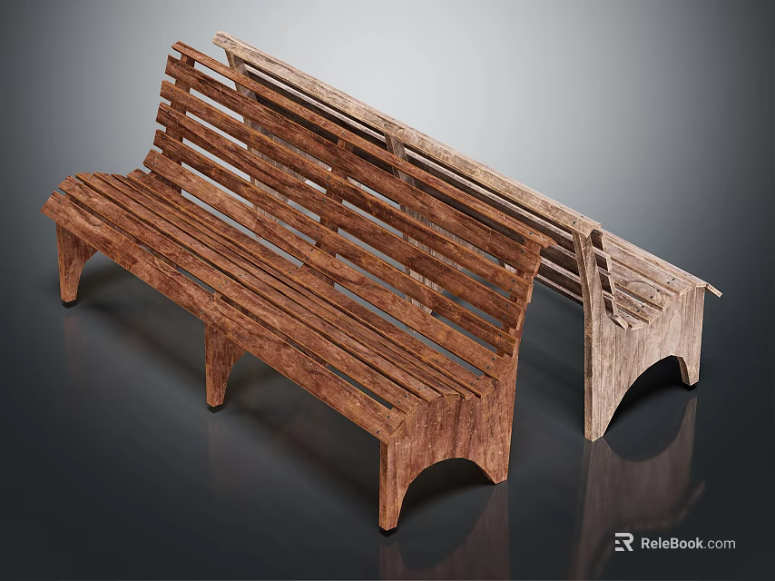Wooden Outdoor Bench Design With Natural Wood Grain And Classic Style 3d model 