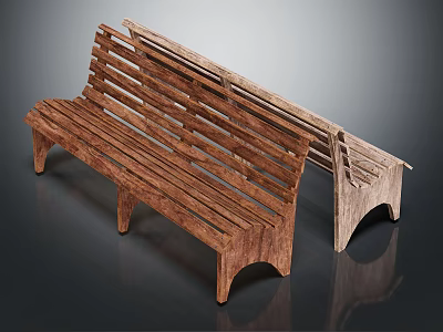 Wooden Outdoor Bench Design With Natural Wood Grain And Classic Style 3d model