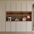 Elegant Modern Sideboard Cabinet Interior With Open Shelves Drawers And Glass Doors