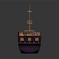 Purple Vintage Wooden Ship With Three Tall Masts And Orange Deck Design