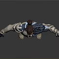 Futuristic Armored Character Design With White Blue Suit Red Shoulder And Hand Accents