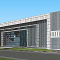 Modern Office Building Exterior Featuring Glass Curtain Walls And Geometric Design
