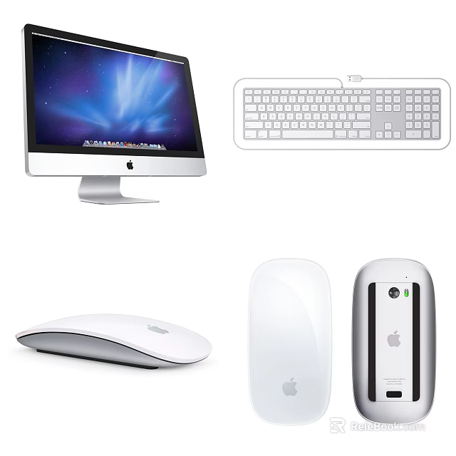 Sleek Apple iMac Desktop With Wireless Keyboard Magic Mouse And External Hard Drive 3d model 