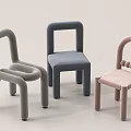 Modern Children's Chairs in Gray Blue Pink with Soft Velvet Upholstery and Curved Design