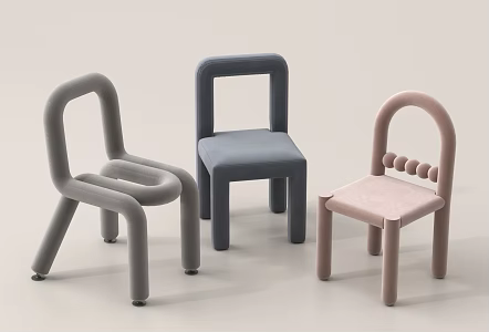 Modern Cream Style Children's Chair Children's Carto Chair 3d model