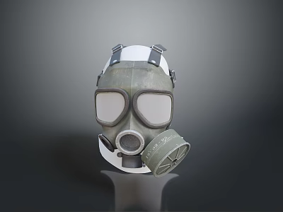 Protective Military Weapon Gas Mask With Green Filter Canister And Clear View Lens 3d model