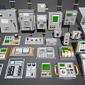 Various Types Of Modern Switch Panels With Functional Controls Digital Displays And Technical Features