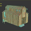 Wooden Cabin with Red Roof Windows Wooden Structure Exterior Bench and Pipes