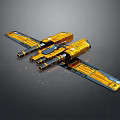 Yellow Metallic Futuristic Mechanical Craft With Multiple Components And Wing Structures 3d model