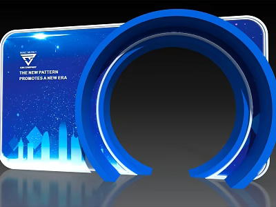 Modern Blue Archway Design With Illuminated New Pattern City Silhouette 3d model