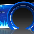 Modern Blue Archway Design With Illuminated New Pattern City Silhouette