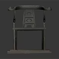Chinese Style Wooden Chair With Curved Armrests And Crossed Leg Design