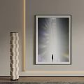 Modern Wall Decor With Silhouette Painting And Column Lamp Light Effects