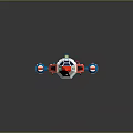 3D Cartoon Style Spaceship Model With White Blue Red Design And Engines