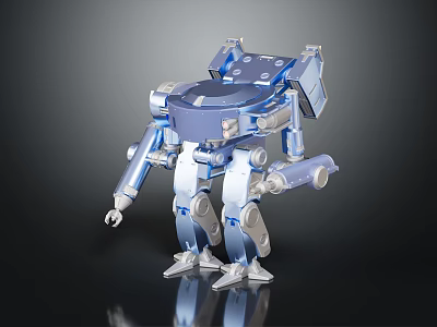 Futuristic Blue Mechanical Robot Character With Metallic Limbs And Detailed Joints 3d model