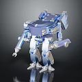 Futuristic Blue Mechanical Robot Character With Metallic Limbs And Detailed Joints
