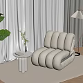 Cozy Living Room Corner With Beige Caterpillar Sofa Small White Table And Large Leaf Plant