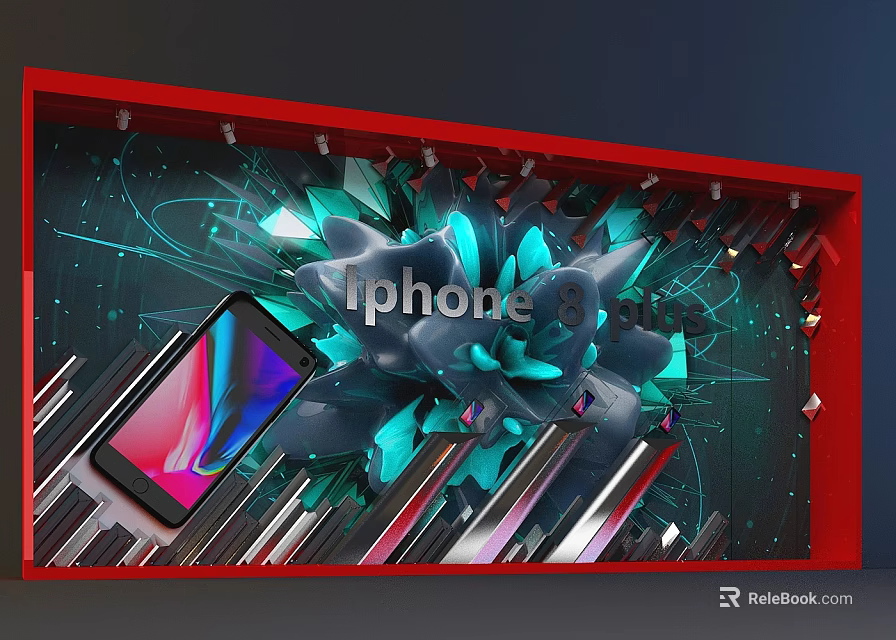 Modern iPhone 8 Display Showcase With Dynamic Lines And Geometric Patterns 3d model 
