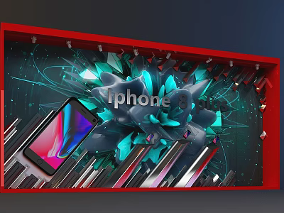 Modern iPhone 8 Display Showcase With Dynamic Lines And Geometric Patterns 3d model
