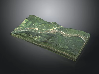 Detailed Green Mountain Terrain Model With 3D Topography And Path 3d model