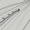 Red Train Moving On Track With Modern Bridge Structure And Wooden Edge