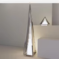 Modern Conical Floor Lamp With Metal Frame Transparent Panels Matching Small Lamp In Minimalist Interior