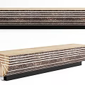 Landscape Seats Wooden Striped Design With Black Base Modern Outdoor Garden Furniture