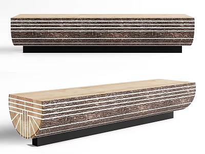 Landscape Seats Wooden Striped Design With Black Base Modern Outdoor Garden Furniture 3d model