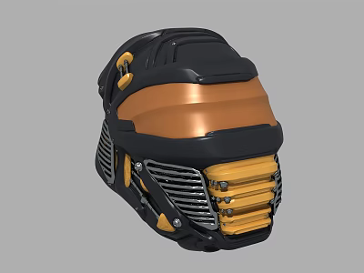 Futuristic Sci Fi Helmet With Black Copper Metallic Finish And Front Grille 3d model