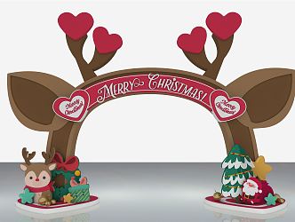 Modern Arch Cute Elk Door Head Christmas Beauty Chen 3d model