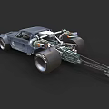 Modified Drag Race Car With Exposed Engine Large Tires And Dragster Chassis