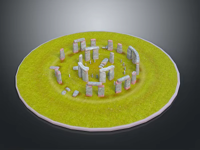 Stone Structures Arranged In Circular Layout With Green Grass Surrounding Model 3d model