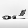 Black Modern Leisure Chair With Sleek Curved Design Matching Ottoman And Smooth Surface